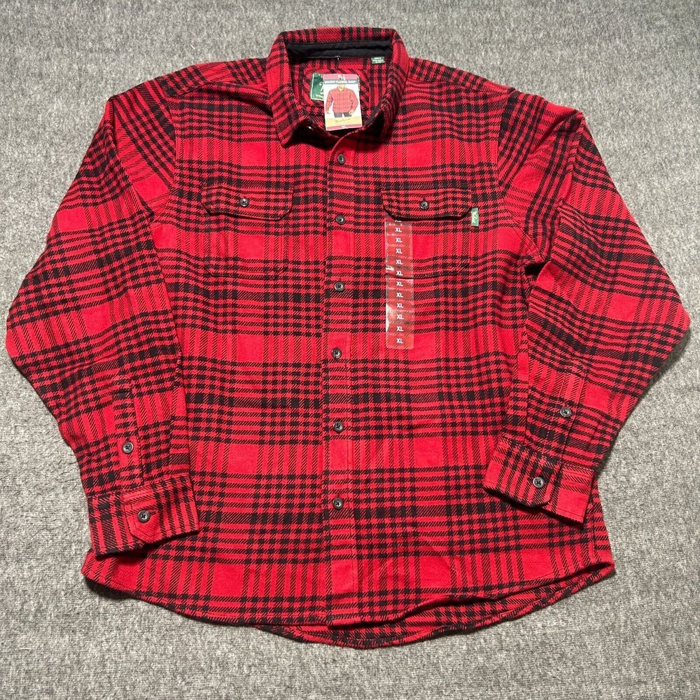 Woolrich Brawny Flannel Plaid Shirt Mens‎ Extra Large Thick Warm Check Red